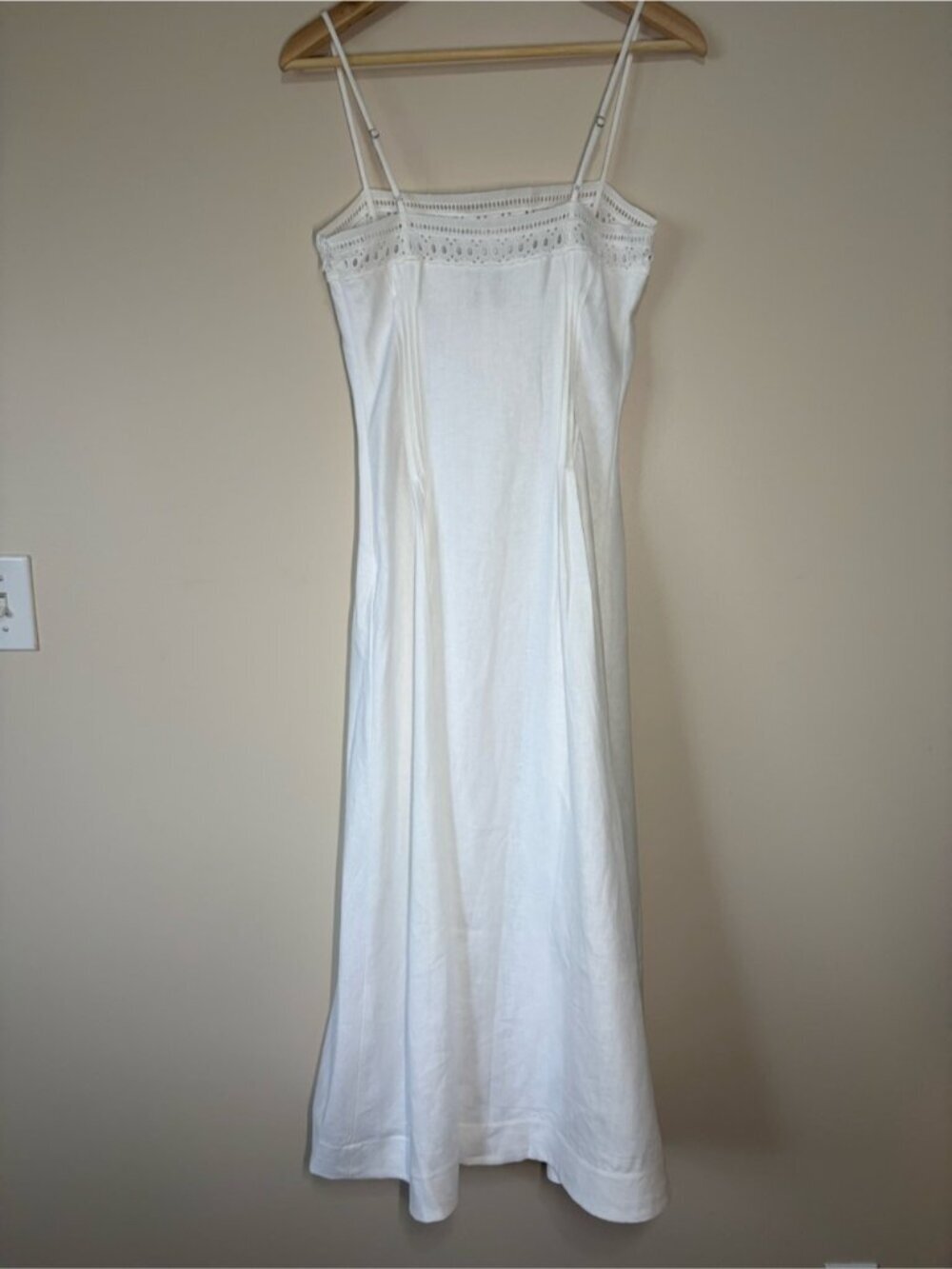 NEW Reformation Pomona Linen Lace Trim Midi Dress White | US 2 UK 6 - Picture 7 of 13